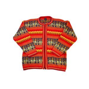 Vintage Alpaca Wool Aztec Knit Zip Cardigan Sweater